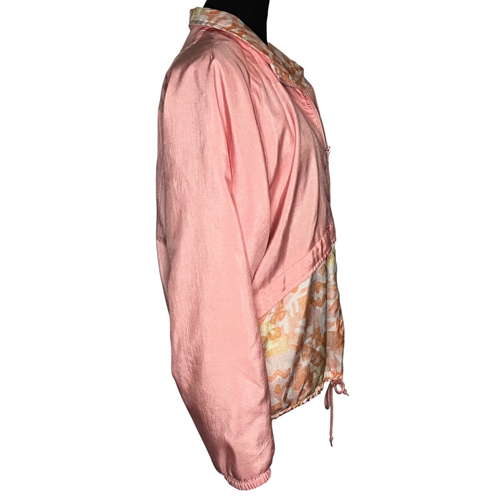 Vtg 90s Indications Pink Abstract Track Jacket Sz M Nylon Athleisure Windbreaker - Picture 3 of 11